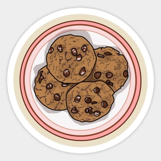 Chocolate chip cookie cartoon illustration Sticker